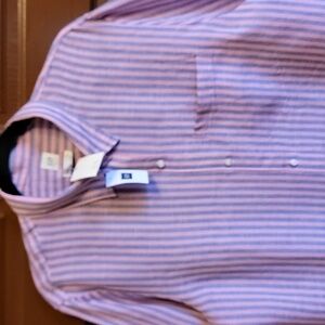 GAP- Linen Blue and pink button down front, collared, long sleeved shirt LT. NWT